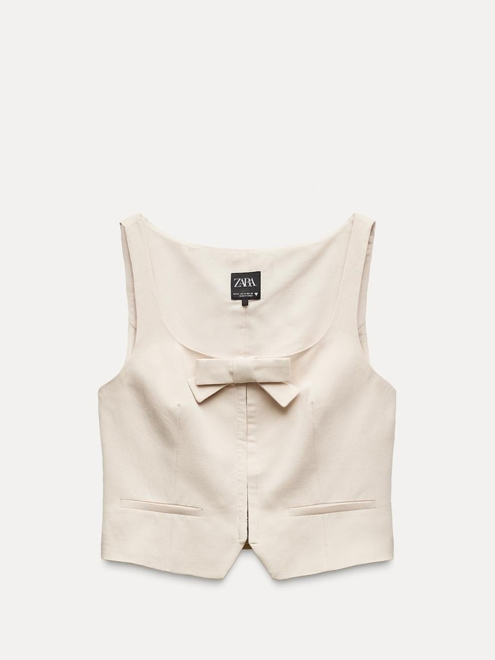 ZARA  2 Piece Cream Bow Front Vest/Skirt